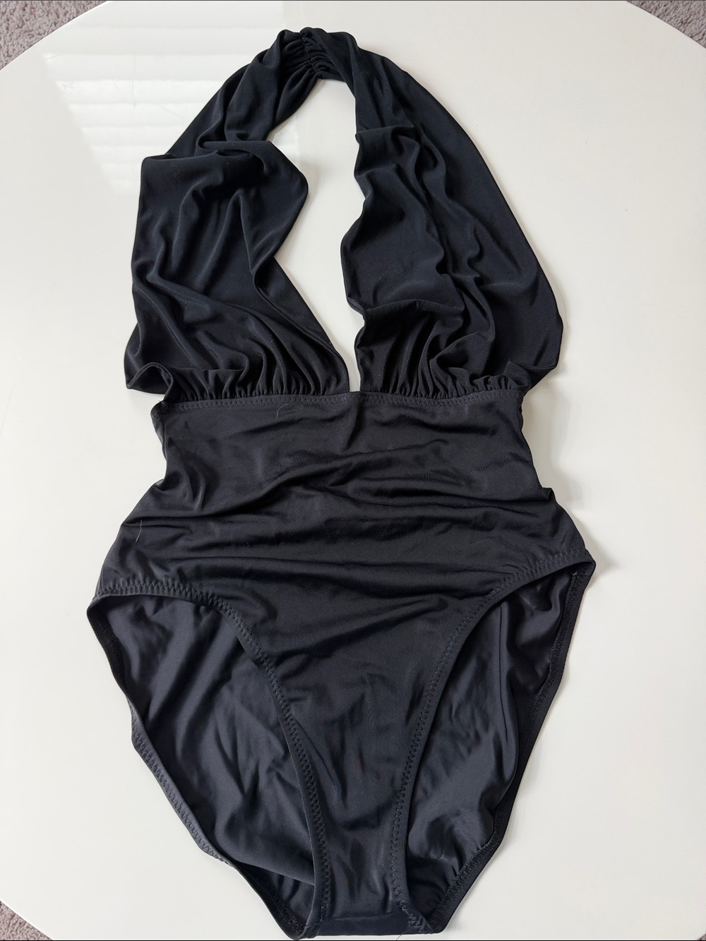 Norma Kamali Black One-Piece Halter Swimsuit